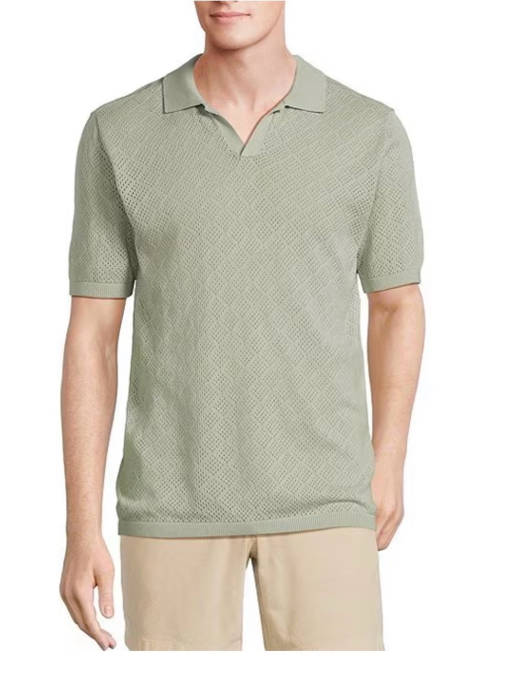 ROWM Outsider Oasis Short Sleeve Solid Button Front Sweater Knit Shirt XL Green